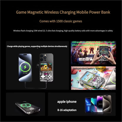 Power Up Your Play: Mini Game Console Thin Magnetic Wireless Power Bank 5000mAh - Fast Charging for iPhone 16 & Samsung!