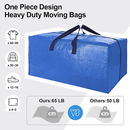 Maximize Your Space with Our Heavy Duty Extra Large Moving Bags - Set of 6 Multicolor Storage Totes with Backpack Straps and Strong Zippers