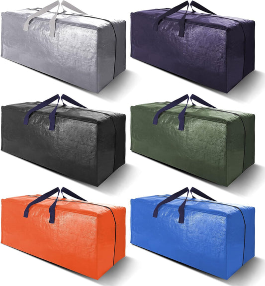 Maximize Your Space with Our Heavy Duty Extra Large Moving Bags - Set of 6 Multicolor Storage Totes with Backpack Straps and Strong Zippers