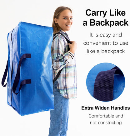 Maximize Your Space with Our Heavy Duty Extra Large Moving Bags - Set of 6 Multicolor Storage Totes with Backpack Straps and Strong Zippers